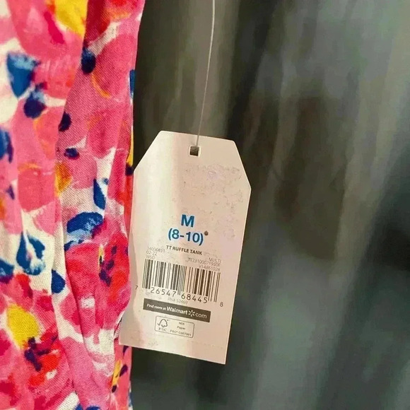 106. Time and Tru Floral Tank Top, Size M - Picture 3 of 5